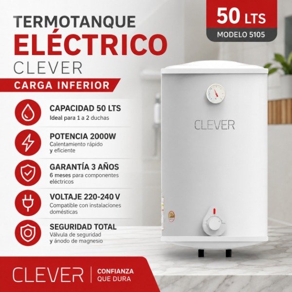 Producto - TERMOTANQUE ELÉCTRICO CLEVER 50 LTS - MODELO 5105