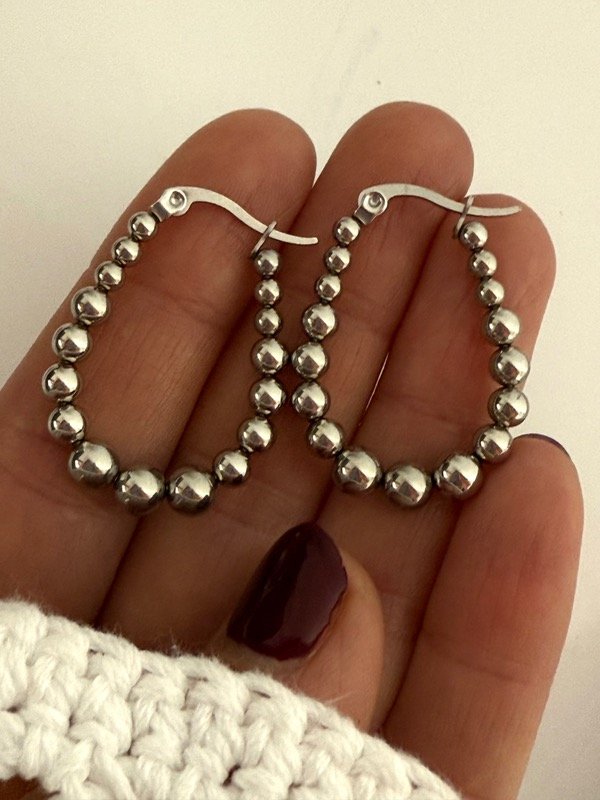 Producto - A1156 Aros bolitas ovalados 3 cm