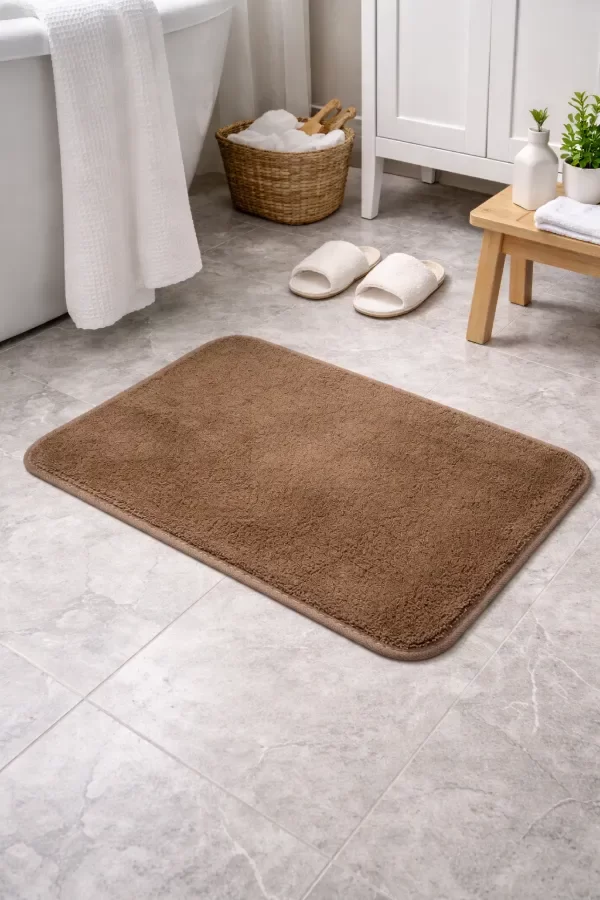 Producto - Alfombra De Baño Pelo Corto Marrón - 0