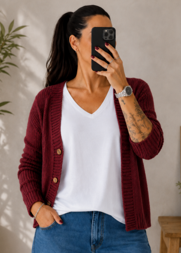 Producto - Cardigan Acrilico Bordo