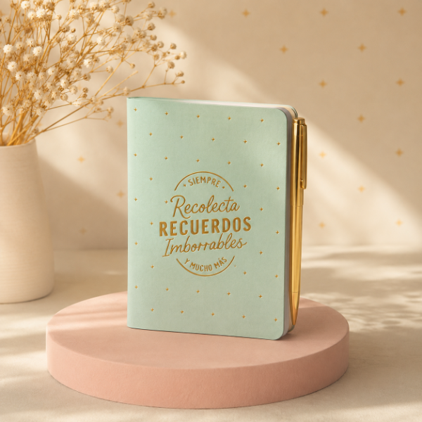 Producto - Libreta A6 Aqua con Birome Cuero Ecológico