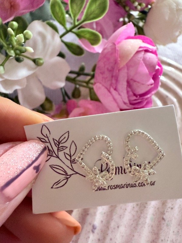 Producto - Aros corazón grande y flor