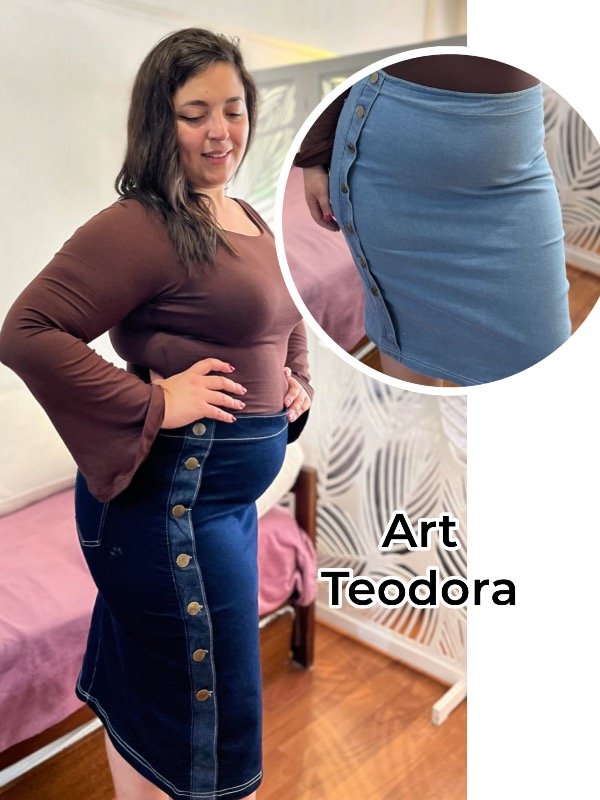 Producto - Teodora pollera de jeans elatizada