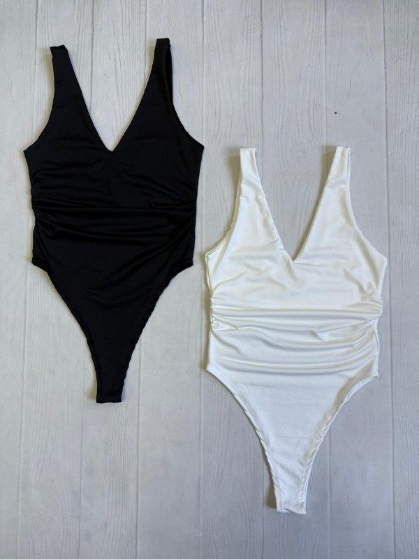 Producto - [6799] Body escote V fruncido microfibra