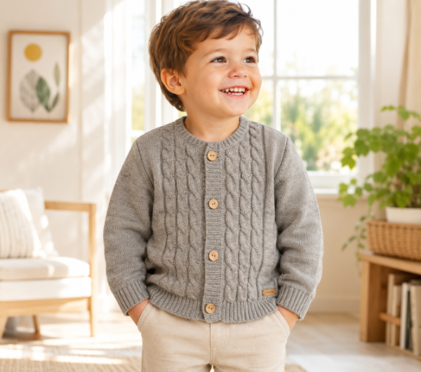 Producto - CAMPERA CON OCHOS GRIS PERLA