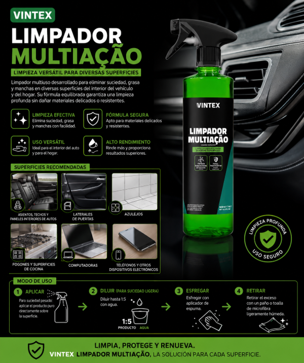 Producto - Vintex Limpiador Multiacao 500ml Limpiador Multiuso Profesional