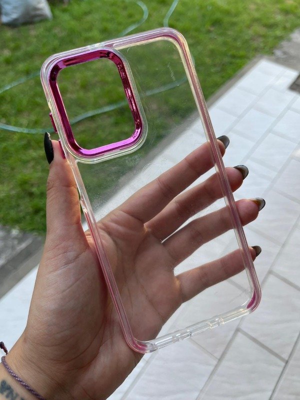 Producto - G15 funda glitter fucsia de costado