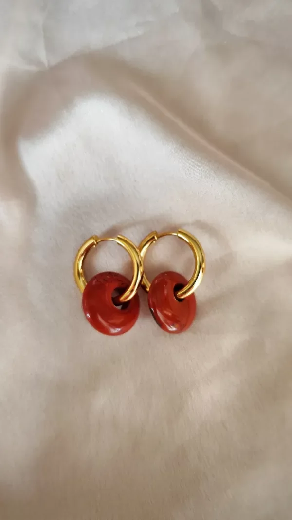 Producto - Aros Purica JASPE ROJO dorado