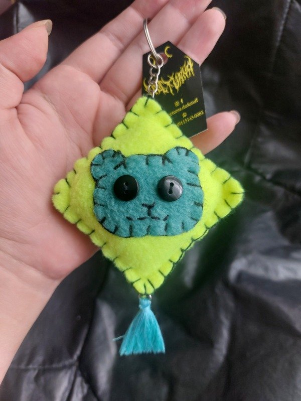 Producto - Llavero Kitten amarillo neon y turquesa