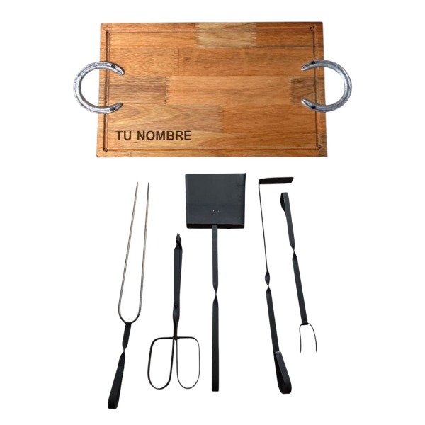 Producto - Set Herramientas Parrillera + Tabla Eucalipto Personalizada