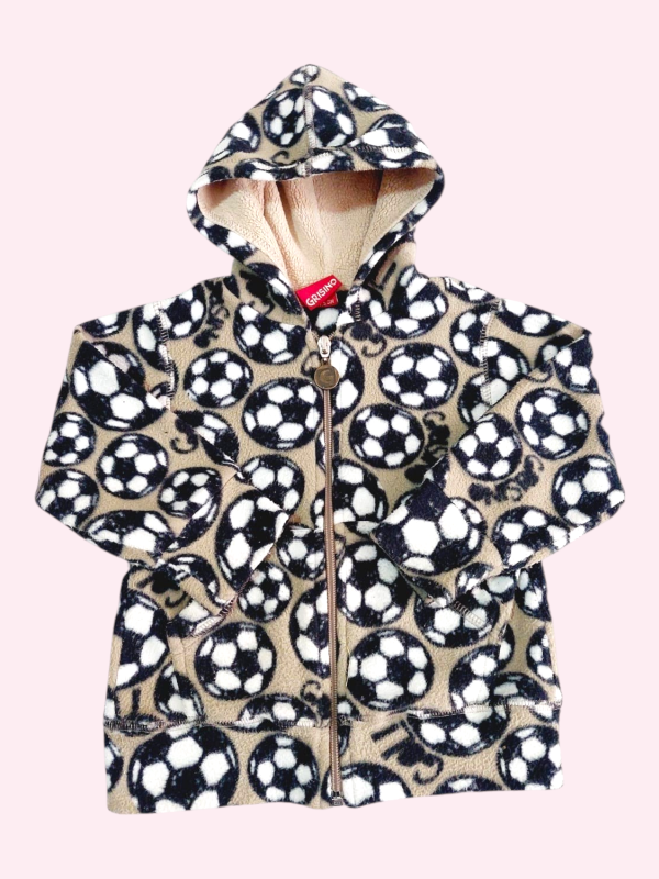Producto - Campera de polar marron claro con pelotas Grisino 2/3 años