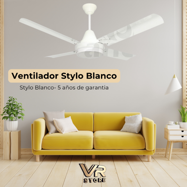 Producto - Ventilador de techo blanco con plafon led 18w