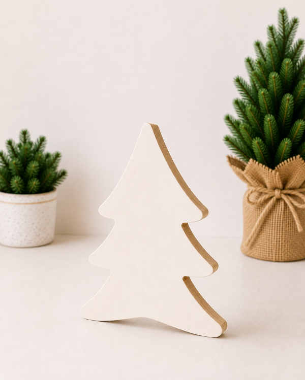 Producto - Set x3 pinos "abetos" decorativos color blanco - 3