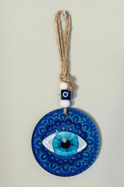 Producto - Colgante yute vidrio mandala con ojo relieve modelo 4