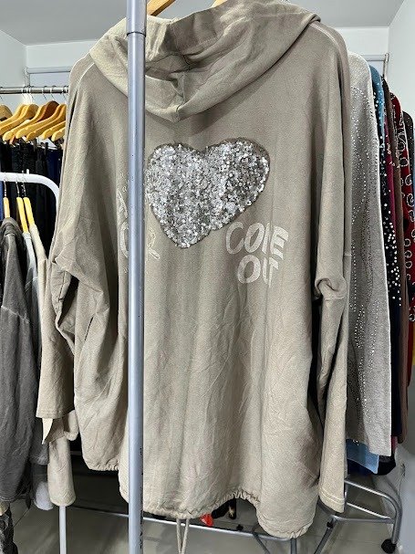 Producto - Campera Moda Italiana Regulable de Diseño y Lentejuelas abarca XL-XXL Vison