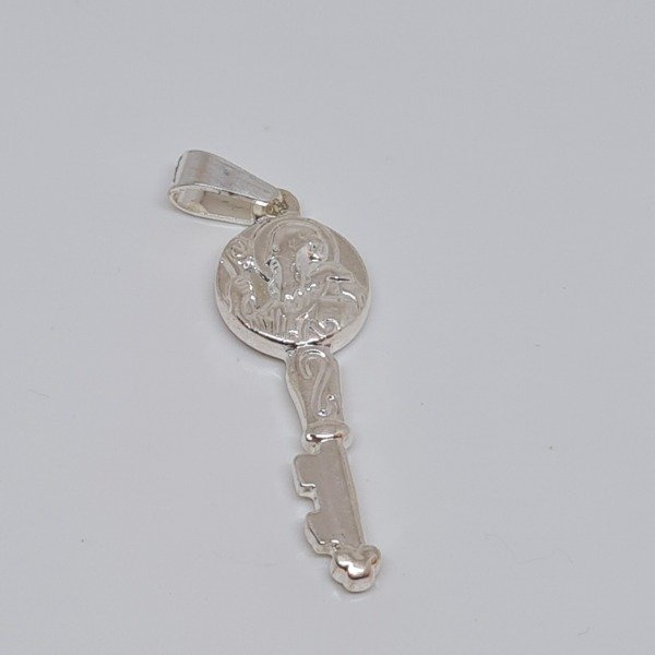 Producto - Dije de Llave San Benito de Acero Blanco 12x35mm