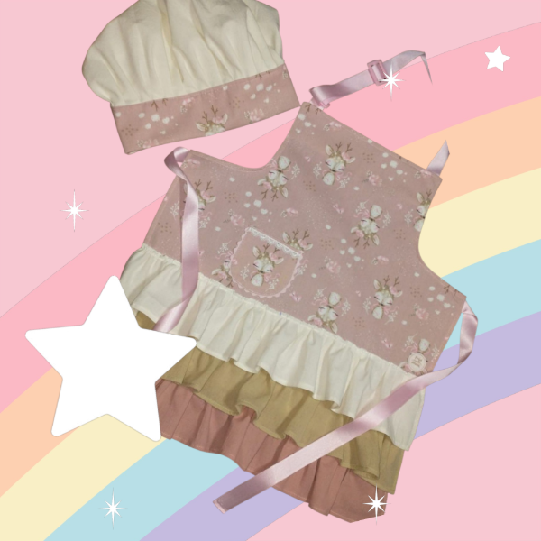 Producto - Delantal de Cocina + gorro  "Mini Asiye" Helados (Talle 1)