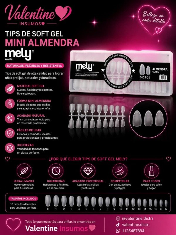 Producto - TIPS DE SOFT GEL MINI ALMENDRAS MELY