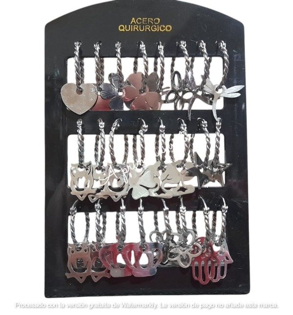 Producto - Aros argollas labradas colgantes p/par (acerados)