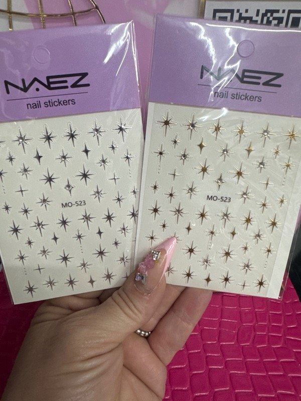 Producto - Stickers destellos plateados o dorados con strass surtidos sin eleccion