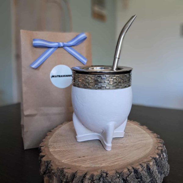 Producto - COMBO IMPERIAL DE CALABAZA BLANCO + BOMBILLA PICO LORO ( Guarda Pampa )