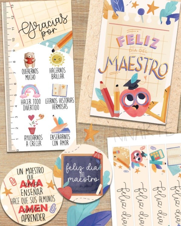Producto - KIT IMPRIMIBLE ETIQUETAS DIA DEL MAESTRO 2025