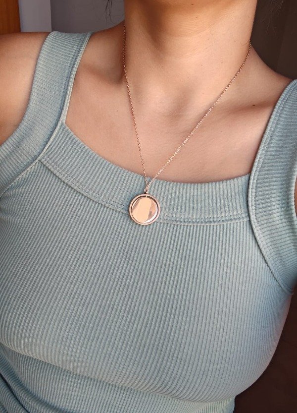 Producto - COLLAR MEDALLA GIRATORIA. ACERO ROSADO