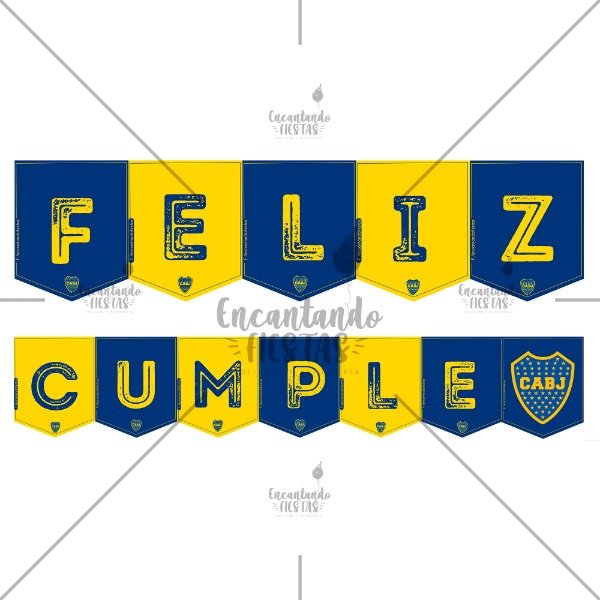 Producto - Banderín Feliz Cumple Boca Juniors Futbol Guirnalda