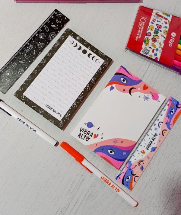 Producto - Pack Anotador, Regla y Lapicera (Más modelos en stock)