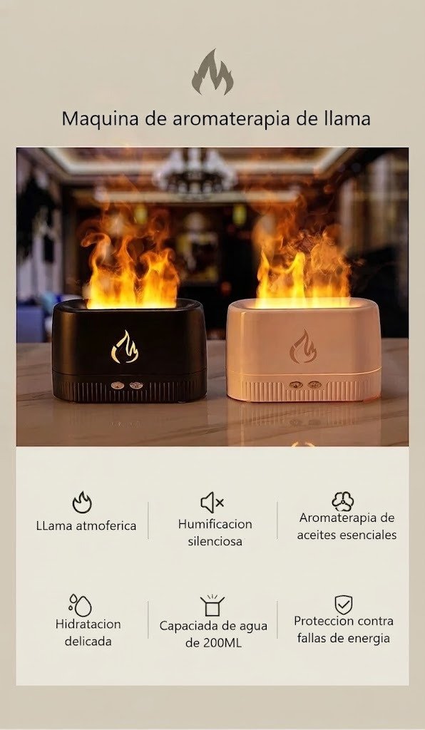 Producto - Difusor Humidificador Luz Llama - 3