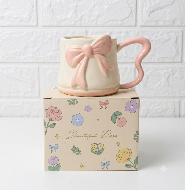 Producto - Taza Cerámica Beautiful Rose con Moño
