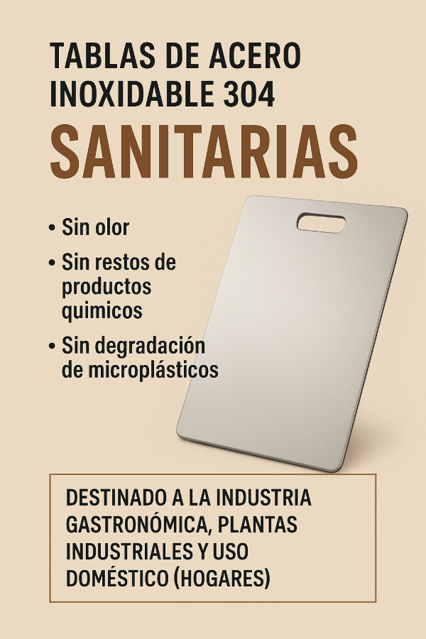 Producto - TABLA DE CORTE ACERO INOXIDABLE AISI 304 TAMAÑO GRANDE