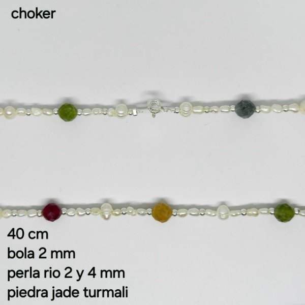 Producto - CHO #PER Chocker Perla y jade Turmali (DOLAR)