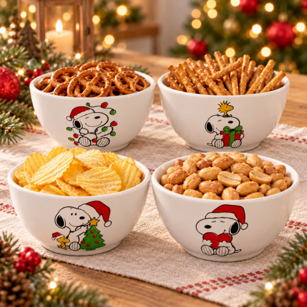 Producto - Set Navideño Snoopy de 4 cuencos de cerámica de 350cc en caja - 0