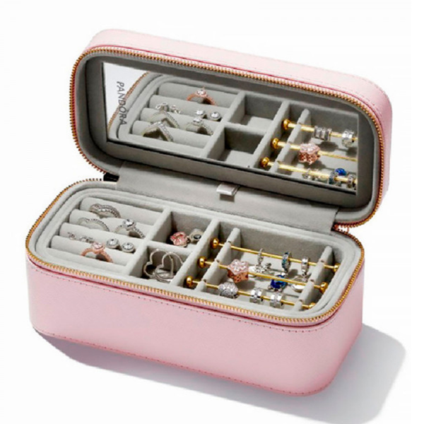 Producto - JOYERO RECTANGULAR CON ESPEJO ROSA
