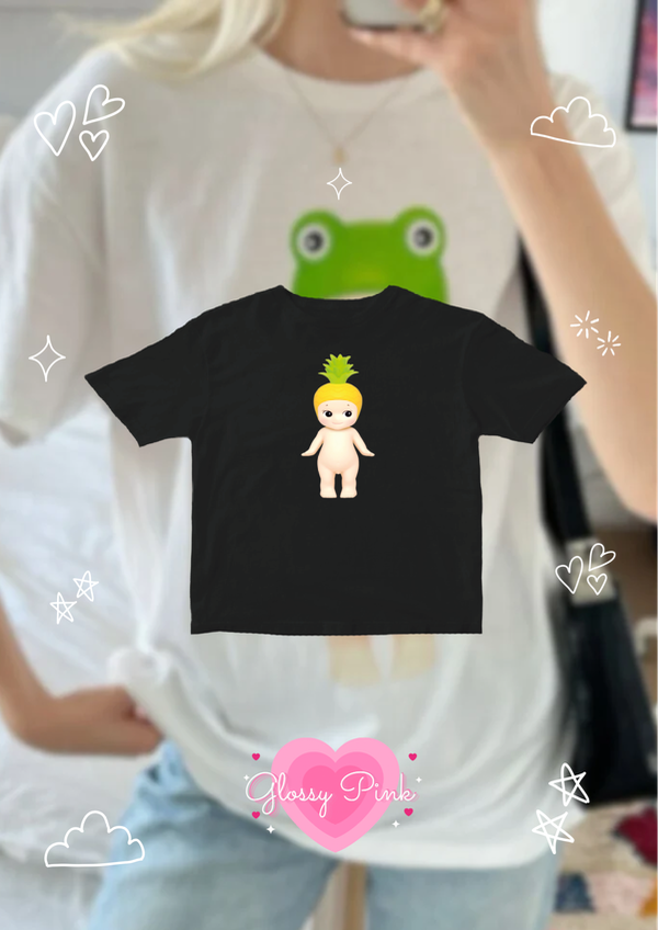 Baby Tee negra Sunny Angel Baby - DTF