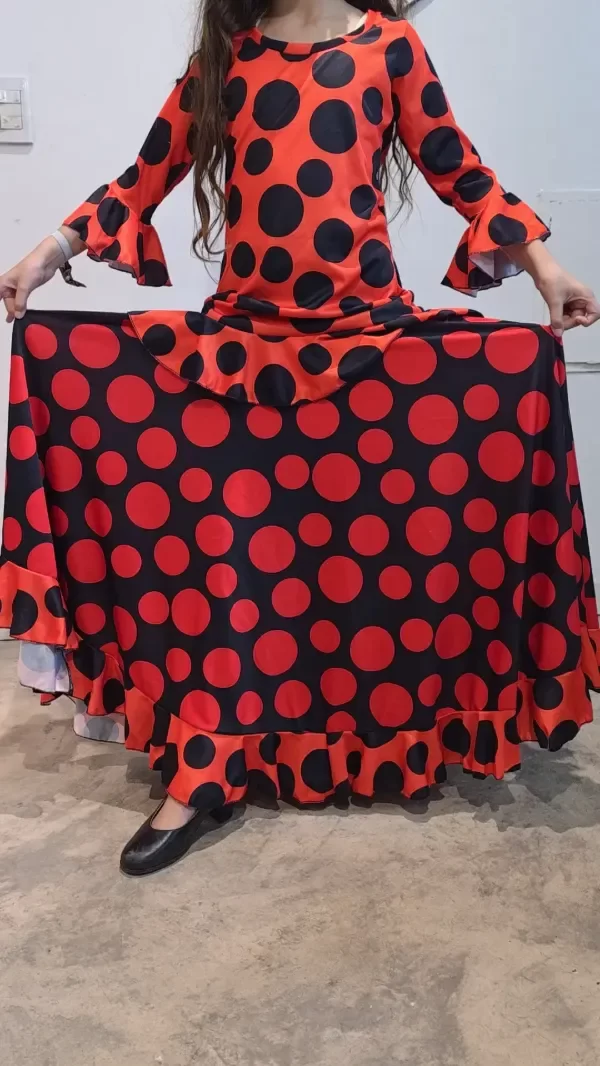 Producto - FALDA BEGOÑA CAMPANA NEGRA CON LUNAR ROJO