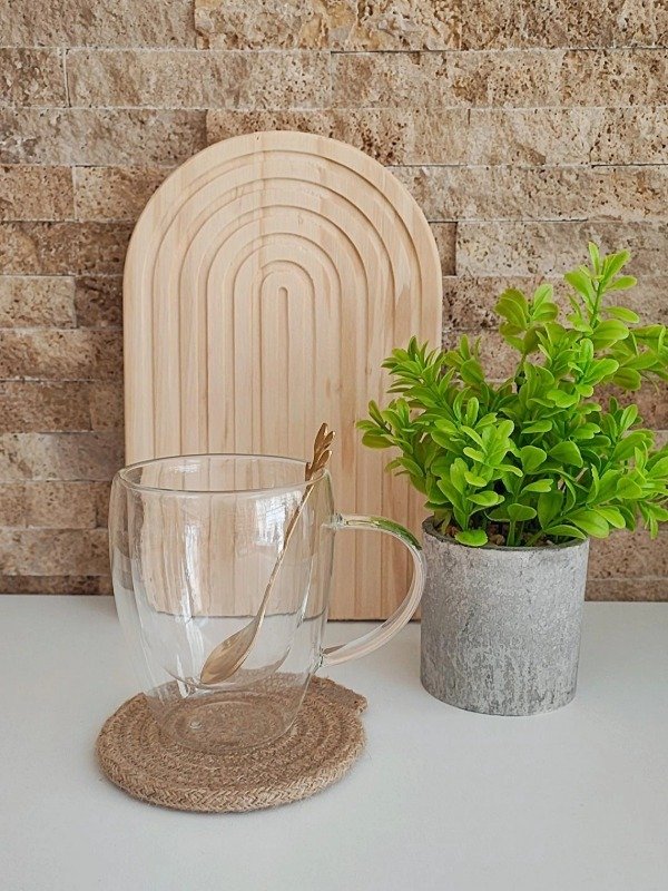 Producto - Taza doble vidrio 350ml con cucharita de regalo