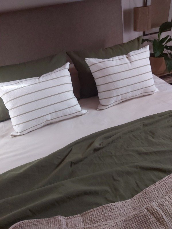 Producto - SET x 2 Almohadón rayas tiza-verde palta 35x45