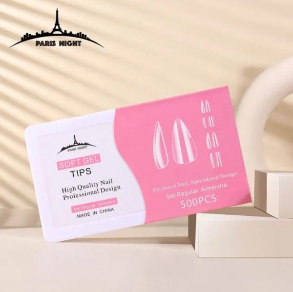 Producto - Tips soft gel/press on Almendra en caja por 500u - paris night