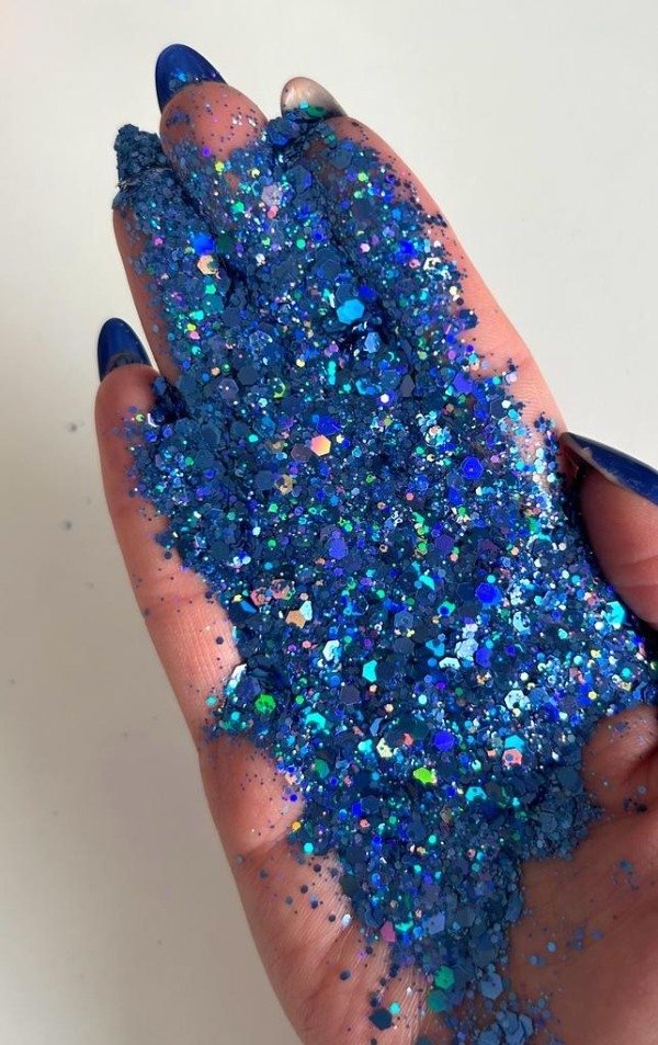 Producto - Glitter holográfico azul medio