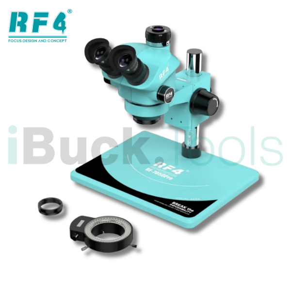 Producto - TRINOCULAR RF4 + Adaptador Cam + Protector Humo + Aro 144 Led - RF-7050 PRO