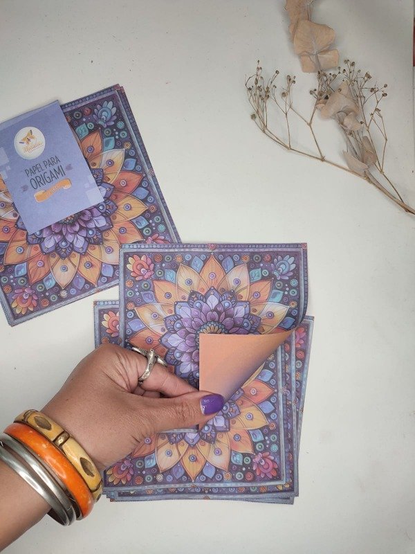 Producto - Mandala Azul / naranja 15X15 20 papeles bifaz