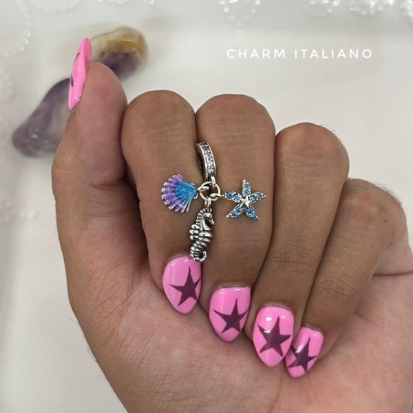Producto - Dije charm italiano para pandora caracol caballito de mar y estrella