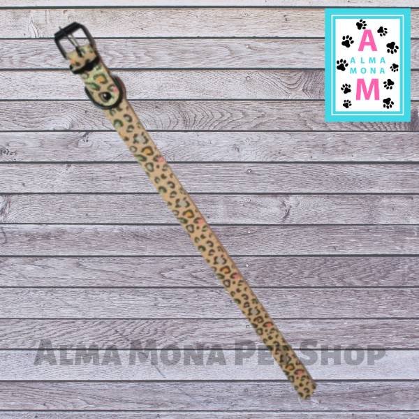 Producto - COLLAR DE CUERINA BRILLO ANIMAL PRINT PARA PERRO MEDIANO 45 x 2.5 CM