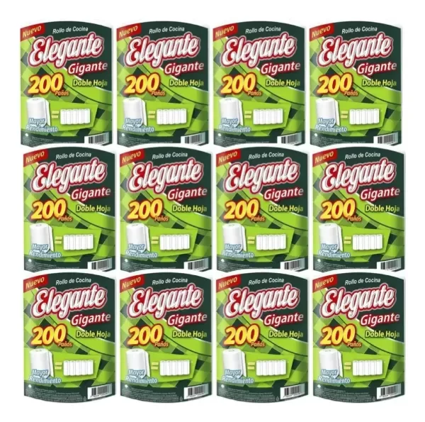 Producto - Rollo de Cocina Elegante x 200 Paños Doble Hoja x12u