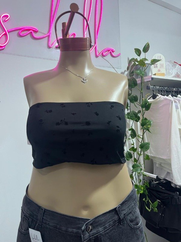 Producto - Strapless microtul flores gamuza