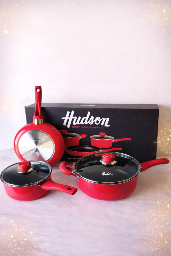 Producto - SET DE OLLAS Hudson Antiadherente 5 Piezas Rojo