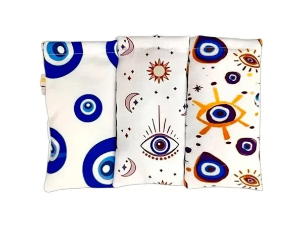 Producto - ALMOHADILLA OCULAR OJO TURCO C/ SEMILLAS Y LAVANDA 22X10CM (FUNDA LAVABLE)