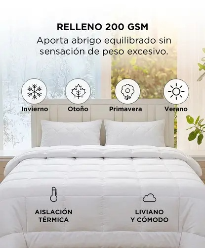 Producto - Acolchado 4 estaciones -tamaño Queen 230 x 240 cm -microfibra -white -RIETI